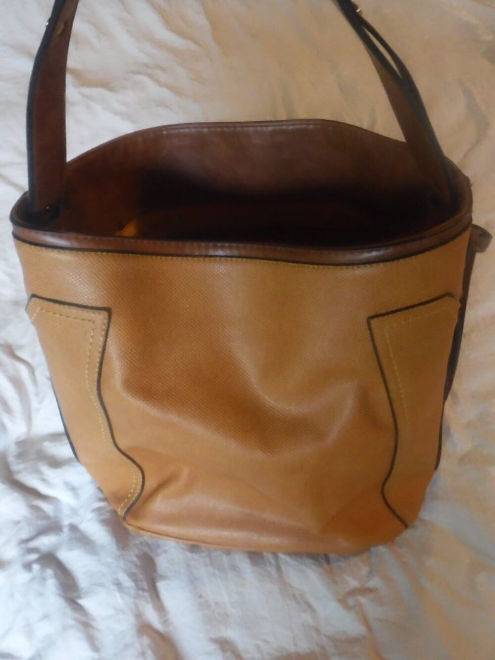Brown Shoulder Tote bucket Brown Leather Bag  Womens Pre Owned unbranded